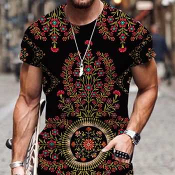 Perzský vzor malé kvetinové 3D Vytlačené Krátky Rukáv Fashion T-shirt Muži/Ženy oblečenie Bežné harajuku tričko retro tričko