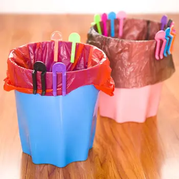 Plastové Pevné Clip Držiak Pre Domácnosť Farba Náhodné Odpadkové Vrecko Klip Kuchynské Doplnky Koša Svorka Odpadkov Bag Rack