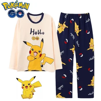 Pokémon Pikachu Mužov Študentov Pyžamo Plus Veľkosť S-XXXXL Oblečenie Bavlna Domov Nosiť Oblek Jeseň Zima Pyžamo Tlač režim Spánku Topy Darček