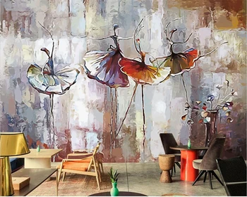 Prispôsobený Tapety 3D Európskej olejomaľba Balerína Tanec Náradie Pozadí Steny Obývacia Izba kaviareň Tanečné Štúdio nástenná maľba