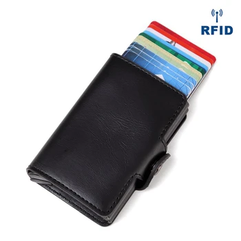 Pu Kožené 2020 Nové Mužov Držitelia Kreditných Kariet Business ID Karty Prípade Móde Automatický RFID Karty Držiteľ Hliníkové Banka Peňaženky Karta