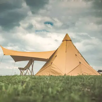 Pyramída Indickej Útulku Anti-Rainstorm Outdoor Camping Yurt s Komín Hole Patria Visí Vnútorného Stanu A Spodnej Mat