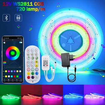 RGB Adresný COB LED Pásy Svetla, Bluetooth, WiFi 12V 24V WS2811 Pixel Full Farebný Sen Flexibilné LED Pásky 720LEDs/m Smart LED
