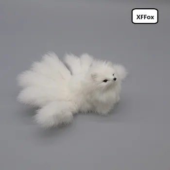 roztomilý reálnom živote biela fox, model plastická a kožušín, simulácia deväť chvostov fox darček asi 18 cm xf1768