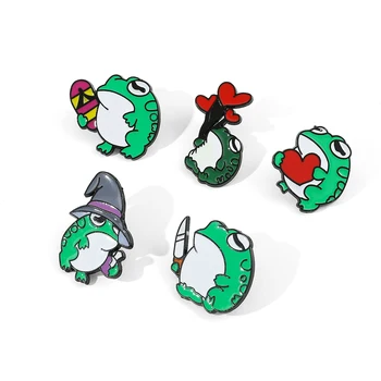 Roztomilý Zábavné Žaba Tlačidlo Brošne Cartoon Zvierat Pin pre Batoh Kovové Odznak na Oblečenie, Doplnky, Módne Šperky pre Ženy