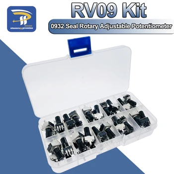 RV09 Kit Vertikálna 12,5 mm Hriadeľ 1K 2K 5K 10 K 20 K 50K 100K 1M 0932 Nastaviteľný Odpor 9 Typ 3Pin Tesnenie Otočný Potenciometer