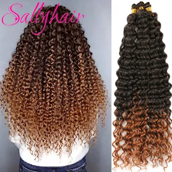 Sallyhair 20-palcový 100gram Hlboké Vlny Twist Háčkovanie Vlasy Prírodné Vlny Syntetický Výplet Vlasy Afro Kučery Ombre Pletenie predlžovanie Vlasov