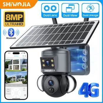 SHIWOJIA 4K 8MP 4G SIM Solárne Fotoaparát, WIFI Vonkajšie Solárne Bezpečnostné Kamery Humanoidný Sledovania PIR Ľudských Detekcie Dohľad