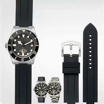 Silicon Watchband pre Tudor PELAGOS Série 25500TN 25600TN Black Nepremokavé Gumy 22 mm Určených Očko Sledovať Pásu