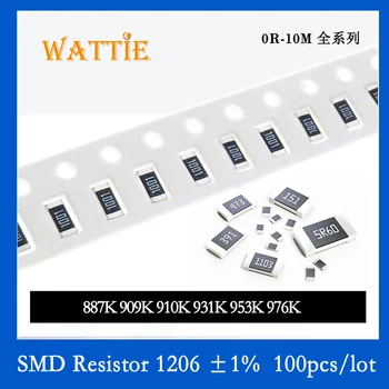 SMD Rezistora 1206 1% 887K 909K 910K 931K 953K 976K 100KS/veľa čip odpory 1/4W 3,2 mm*1,6 mm