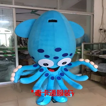 Squid Sépie Maskot Kostým Pre Dospelých Šaty Cosplay Cartoon Oblečenie Cosplay Modrá Octopus Maskot Kostýmy Halloween Party Oblečenie