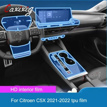 TPU pre Citroen C5X C5-X 2021 2022 Transparentné Chrániť Film Interiéru Vozidla Nálepkou stredovej Konzoly Výstroj Dvere Navigačný Panel Vzduchu