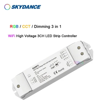 Tuya APP RGB/SCS/Stmievanie 3 v 1 WiFi Vysoké Napätie 3CH LED Controller 110V-220V AC 2.4 G farba/RGB/jednofarebné LED Pásy stmievač