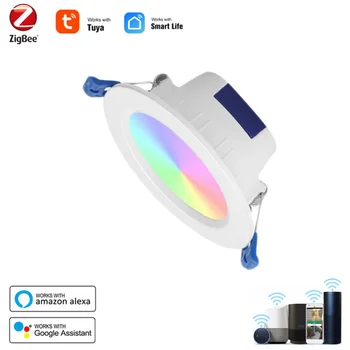 Tuya Smart Downlight 10W Zigbee 3.0 Led Dole Svetlo RGB+studené A Teplé Svetlo Multicolor Stmievanie Lampa Podporu Alexa Echo Inteligentný Život