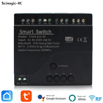 Tuya Smart Switch 4CH Wifi Modul, USB 5V 220V 110V 85-250V 10A Momentálne Prepnúť Interlock Režime Relé Pracovať S Alexa Domovská stránka Google