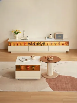 TV Skrinka a Čaj Stôl Locker Integrovaný Moderný Minimalistický Poschodí Domov Obývacia Izba Podlaha Skrine