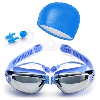 Unisex Plavecké Okuliare Anti-Fog UV Surfovanie Spp zátkové chrániče sluchu Spona na Nos Nastaviť Dospelých Dospelých Unisex Anti-Fog UV