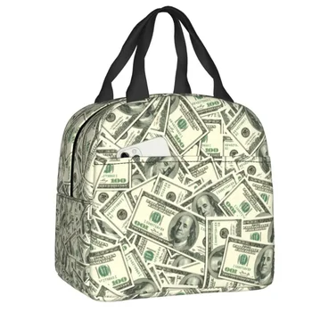 USA Americký Dolár Bill Darček Tepelne Izolované Obed Taška Ženy Resuable Obed Kontajner pre Prácu Školy, Cestovné Skladovanie Potravín Box