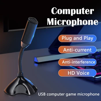 USB Prenosný Mikrofón Hlas Mic Vysoká Citlivosť Mini Štúdio Reči Mic Stand S Držiteľa Herné Konferencia pre Stolné PC