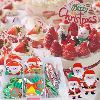 Veselé Vianoce Cake Dezert Dekorácie Santa Jedlé Glutinous Oblátka Ryža Papierový Košíček Narodeniny, Vianočné Pečenie Zdobenie