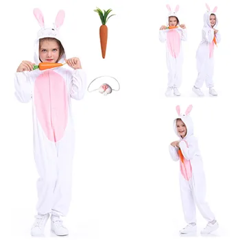 Veľkonočný Zajačik Cosplay Deti Králik Mrkva Nos Kostým Deti Jumpsuit Pyžamo Oblečenie Halloween Karneval Party Zamaskovať Oblek