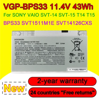 VGP-BPS33 Notebook Batéria Pre SONY VAIO SVT-14 SVT-15 T14 T15 BPS33 SVT1511M1E SVT14126CXS 11.4 V 43Wh 3760mAh Vysokej Kvality