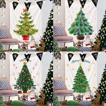 Vianočný Strom V Pozadí Tkaniny Zavesenie Ubytovni Dovolenku Dar Gobelín Je Možné Prispôsobiť