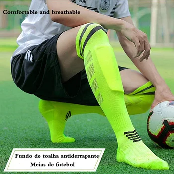 Viesť vysokej non-slip futbal ponožky pánske hrubé uterák spodnej dlhé športové ponožky deti nad kolená loptu ponožky
