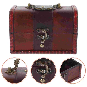 Vintage Úložný Box Trinket Prípade Retro Šperky Kontajner Dreva S Pokladom, Prasiatko Drevené