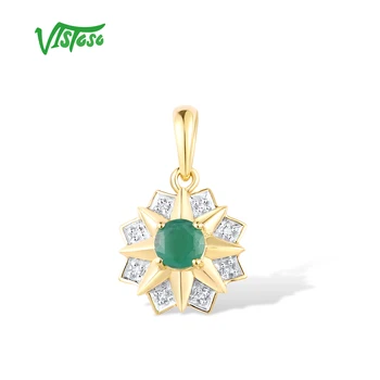 VISTOSO Zlaté Prívesky Pre Ženy Autentické 14K 585 Žlté Zlato Šumivé Emerald Diamond Star Príveskom Elegantné Darčeky Jemné Šperky