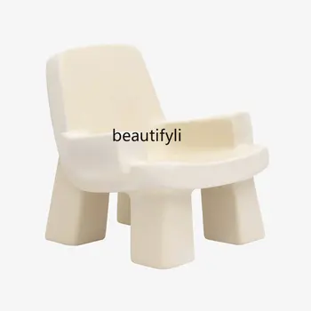 Vlastné dánsky Dizajnér Jeden Voľný Gauč Nordic Stoličky Malý Byt Tvorivé Socha Krém Stoličky stoličky obývacia izba