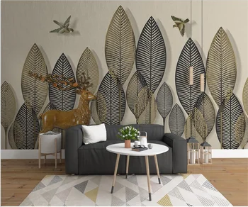 Vlastné Nordic moderný minimalistický tvorivé leaf elk detskej izby cartoon auto stenu spálne papiere domova