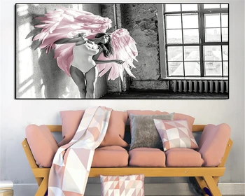Vlastné nové, moderné dekoratívne maľby móda, krása, ružové a čierne a biele pozadie Abstraktných de parede papier peint tapety