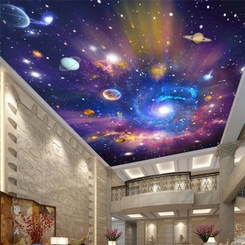 Vlastné tapetu 3d farebné hviezdne nebo šírom vesmíre galaxy sen izba zenith stropné maľby obývacia izba, spálňa nástenná maľba обои