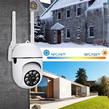 Vonkajšie Bezpečnostné Kamery 2,4 Ghz Wifi Kamery 1080P Dome Kamery Pre Home Security, 360°, 2-Way Audio