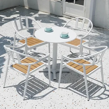 Vonkajšie jednoduché iron art plast drevo balkón nádvorie voľný čas tabuľky, stoličky vonkajší stôl stoličky dáždnik zmes