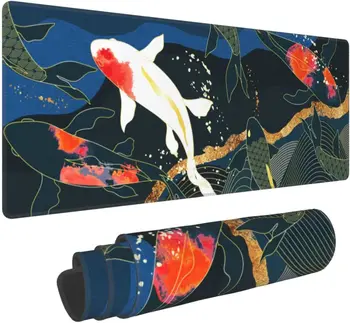 Vtipné Japonské Koi Fish Herné Podložka pod Myš XL Klávesnice Mat na Úrad pre Klávesnicu a Myš Nonslip Base 31.5 * 11,8 Palcov