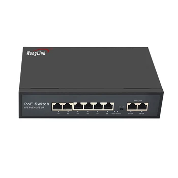 Wanglink 10/100Mbps 6 Port, Poe s 100Mbps 2 Portu Uplink Smart Switch Rýchlo Poe Switch Podporu AI + 6KV na Ochranu pred Bleskom