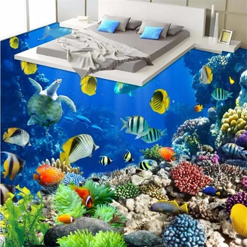 wellyu Vlastné podlahy, maľby, 3d tapety nádherný podmorský svet tropických zviera, wc, kúpeľňa 3D poschodí abstraktných de parede