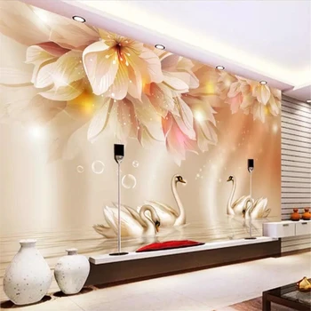 wellyu Vlastnú tapetu 3D veľké nástenné обои módne kvet swan, obývacia izba, spálňa, TV joj, steny papiere 3d abstraktných de parede