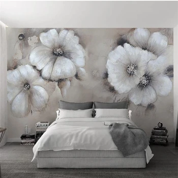 wellyu Vlastnú tapetu Obyčajný olej štýl maľby kvet moderný minimalistický TV pozadie, tapety na steny, 3 d behang