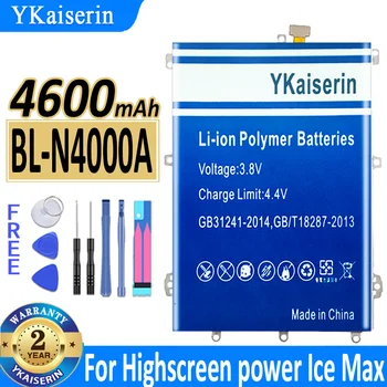 YKaiserin 4600mAh Nové BL-N4000A Náhradné Batérie Pre Highscreen Ice power Max Bateria Batterie Bunky Mobilného Telefónu, Batérie