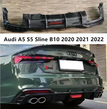 Zadný Nárazník Difúzor Pre Audi A5 S5 Sline B10 2020 2021 2022 Dvere batožinového priestoru Pery Spojler Uhlíkových Vlákien(S LED Svetlo )