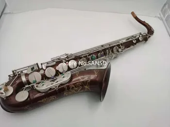 Zbrusu Nový Tenor Saxofón Bb Starožitné medi Ploché Podiel Kľúče Profesionálny Hudobný nástroj So Prípade Príslušenstvo Doprava Zadarmo