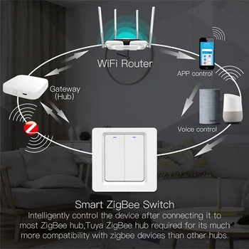 ZigBee Smart Wall Light Switch Č Neutrálny / S Neutrálnym Muilti-Control Association Ovládanie Práce S Alexa Domov Alice