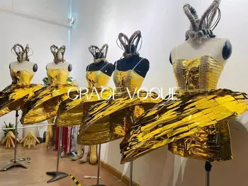 Zlato Fashion Show Šaty tv film luxusné prípade, Ľudový Tanec Spevák Strana Zobraziť kostým
