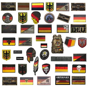 ZuoLiao-3D Vyšívané Remienok Pierko Nemecko Vlajka Reflexné Kamufláž nemecký Orol Morálku Odznak Handričkou Nálepky Bunda Patch