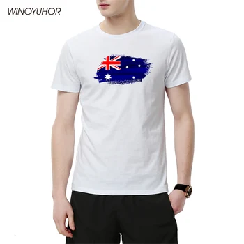 Zábavné Tričká Austrálska Vlajka T-Shirt Mužov Lete Bežné Austrália Tshirts Akvarel Vytlačené Tees Harajuku Anime Oblečenie