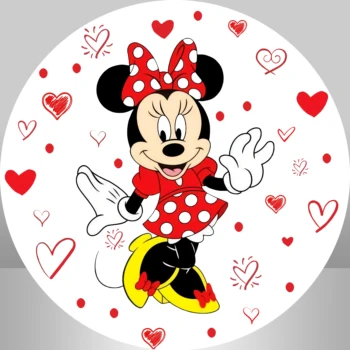 Červené Srdce Minnie Mouse Kruh, Kolo Pozadie Kryt pre Dievča Narodeninovej Party Dekorácie, Cukrovinky, Stolové Zástavy Pozadí Photo Studio