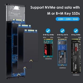 NVME SSD Krytu USB3.1 Typ-C Gen2 - Pevný Rámček Dual-Protokol Náradia za M2 PCIe NVMe SSD 2280/60/42 NVME SSD Krytu USB3.1 Typ-C Gen2 - Pevný Rámček Dual-Protokol Náradia za M2 PCIe NVMe SSD 2280/60/42 4